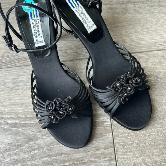 Arnold Churgin Handmade Satin Floral Strappy Sandals - Picture 10 of 13